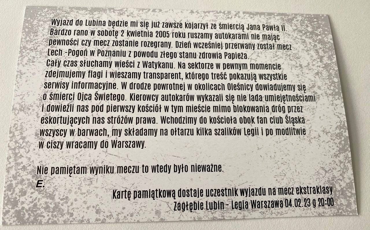 Kartka wyjazdowa Lubin 2023
