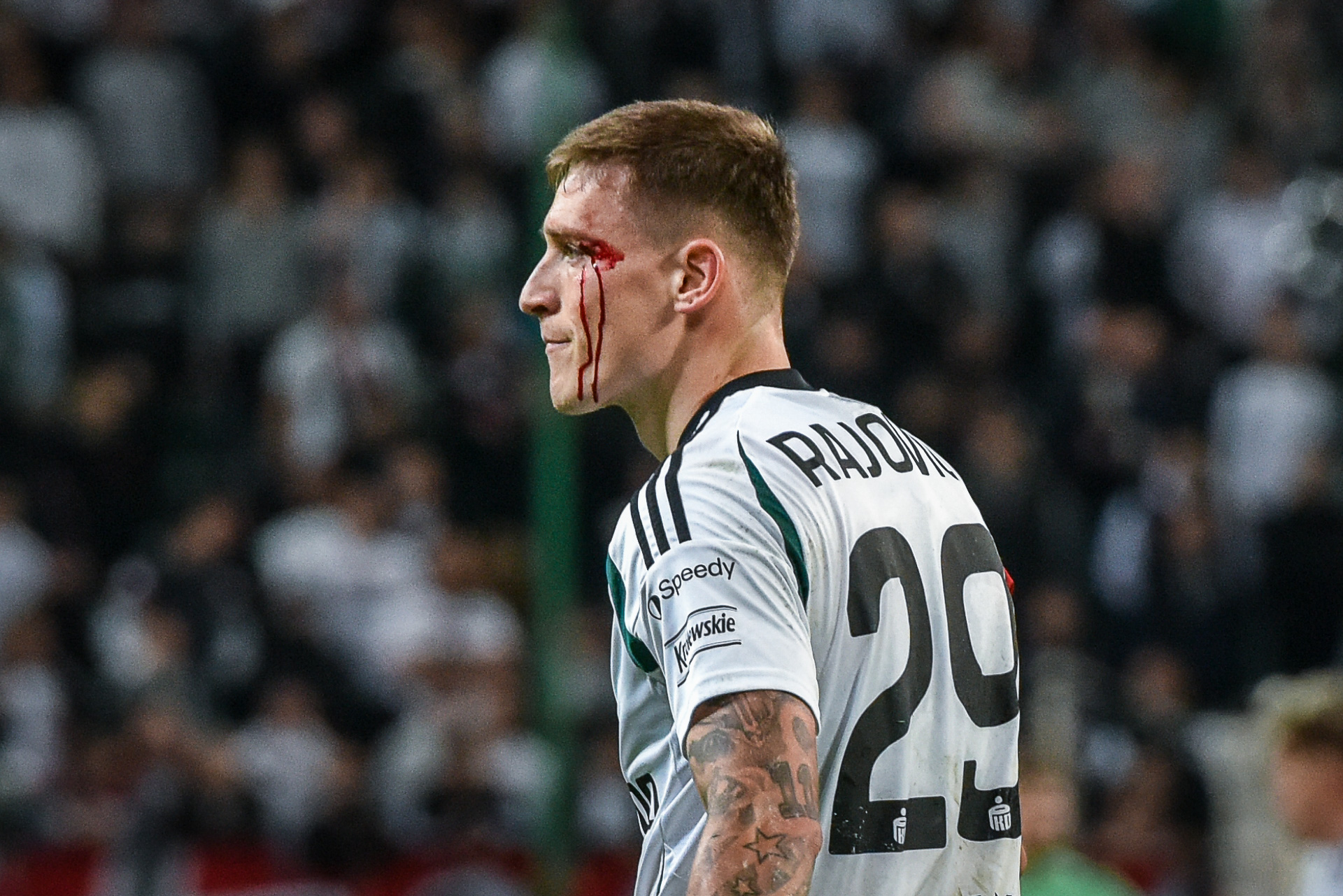 Legia Warszawa - Jagiellonia Białystok Mileta Rajović, krew