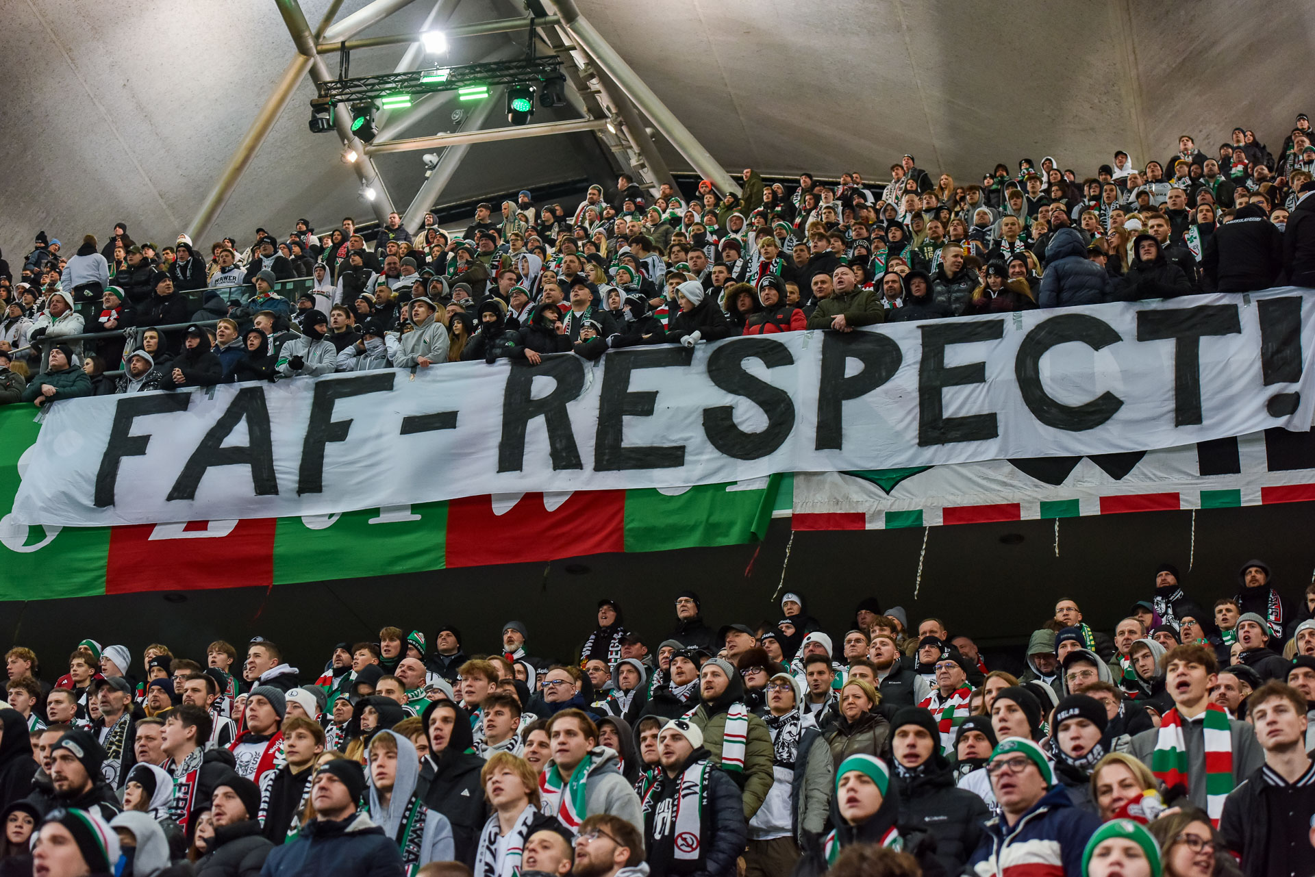Legia Warszawa - Piast Gliwice transparent FAF Respect,mecz-1590